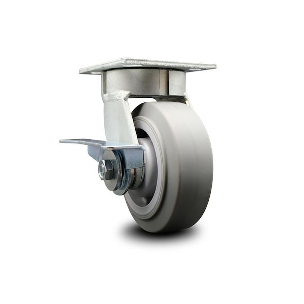 5 Inch Kingpinless Thermoplastic Rubber Wheel Swivel Caster with Brake SCC